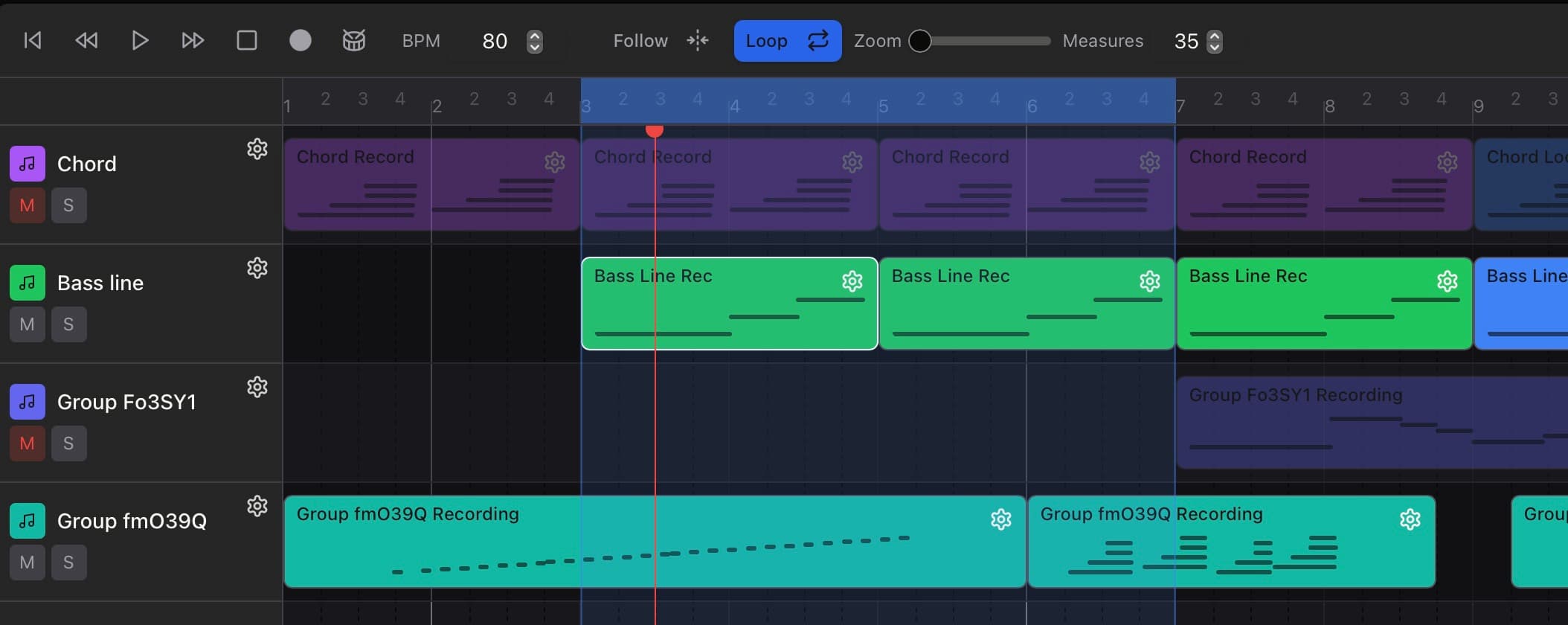 AudioFlow sequencer with tracks and regions.